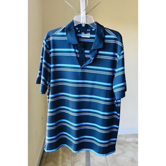 Under Armour Men Size Large Blue Gray Short Sleeve Polo Shirt Heat Gear Loose - Picture 3 of 8